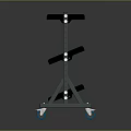 Three Tier Metal Shelving Unit With Blue Shelves And Mobile Rolling Wheels