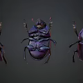Three Dark Shiny Reptiles With Exoskeletons Shown From Different Angles 3d model