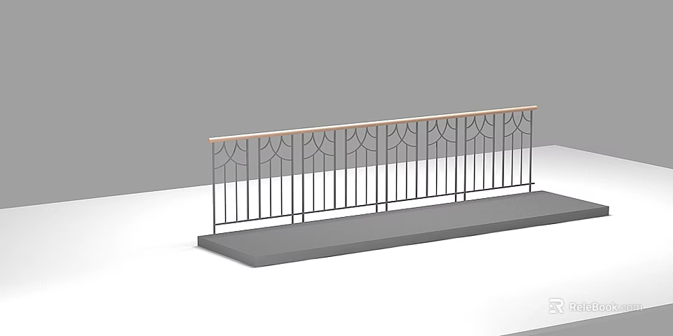 Elegant Metal Railing With Decorative Top Rail And Geometric Patterns On Base Platform 3d model 