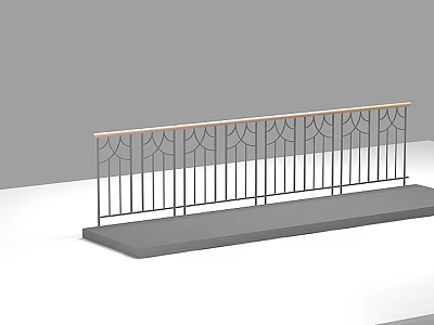Elegant Metal Railing With Decorative Top Rail And Geometric Patterns On Base Platform 3d model