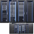 Modern Data Center Server Racks With Open Doors Internal Equipment And Network Cables 3d model