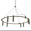 Modern Golden Chandelier With Circular Design And Multiple Vertical Light Bars 3d model