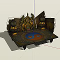 Ancient Architecture Displaying Yin Yang Diagram Traditional Lanterns And Intricate Carvings