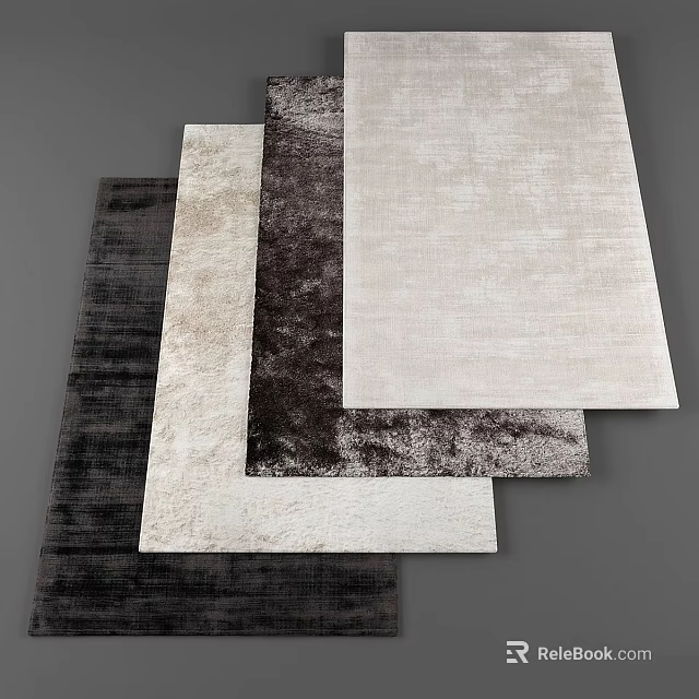 Stacked Square Rugs With Dark Light Colored Soft Textured Modern Patterns 3d model