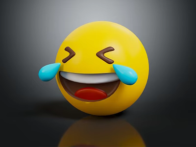 Cute Yellow Laughing Crying Emoji Decorative Ornament Figurine for Home Decor 3d model