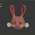 Pink Rabbit Game Movie Character With Large Ears Big Eyes Heart Patterns And Pink Paws