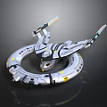 Futuristic Ring Shaped Spacecraft With Winged Structure For Cosmic Exploration Missions