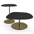 Modern Irregular Shaped Coffee Tables Featuring White And Black Marble Tops With Gold Metal Bases