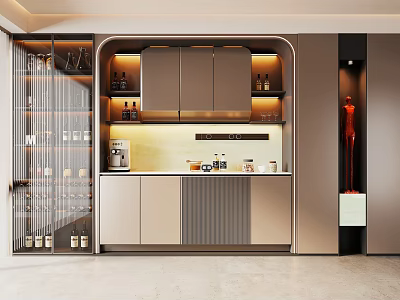 Elegant Modern Sideboard Design With LED Lighting Glass Doors And Storage Space 3d model