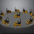 Orange Small Road Roller Construction Vehicles Arranged in Circular Formation