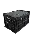 Durable Black Plastic Storage Crates with Grid Mesh Design for Stackable Use 3d model
