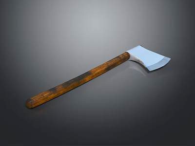 Vintage Axe Weapon With Wooden Handle And Sharp Metal Blade For Combat And Cutting 3d model