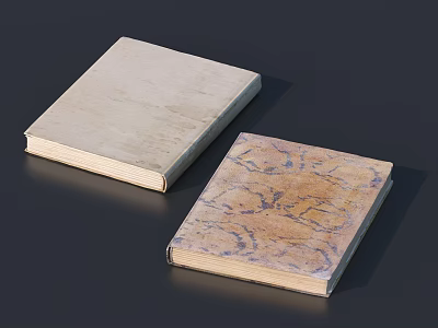 Two Notebooks With Light Textured Cover And Marble Patterned Design On Dark Background 3d model