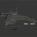 Vintage Military Cannon With Iron Wheels Barrel Chain And Ammunition Shells