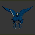 Blue Avian Character Creature With Large Wings Sharp Claws And Detailed Design 3d model