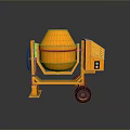 Orange Portable Concrete Mixer With Mixing Drum Control Panel And Wheeled Base 3d model