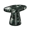 Modern Stylish Side Tables With Dark Green Marble Oval Top And Conical Base