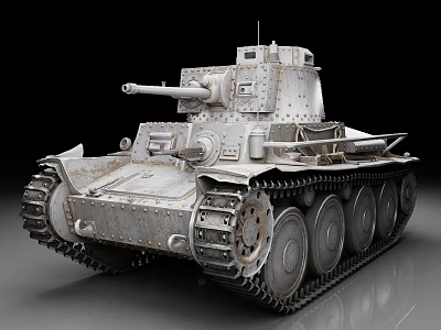 Vintage Military Tank With Metal Armor Tracks Turret And Cannon Details 3d model
