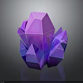 Shiny Purple Polyhedral Crystal Cluster With Geometric Shapes On Dark Surface