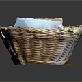 Wicker Basket With Fresh Baked Bread And Red Jam On Black Surface 3d model