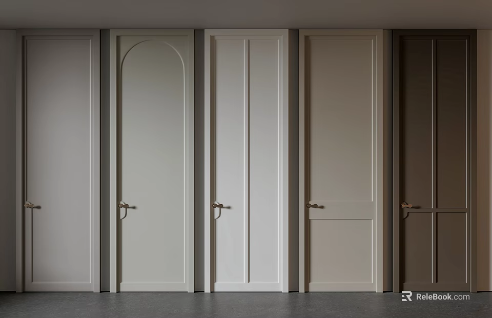 Modern Hinged Doors With Various Designs And Neutral Color Tones For Interior Use 3d model 