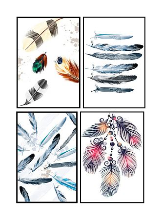 modern decorative painting feather decorative painting 3d model