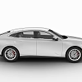 White Modern Sedan With Sleek Exterior And Front Grille Design Silver Wheels