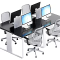 Modern Office Desk Setup With Multiple Computers And Ergonomic Chairs 3d model