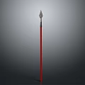Traditional Spear Weapon Design With Red Shaft And Metal Spearhead