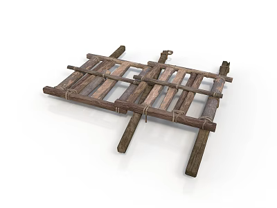 Handcrafted Rustic Wooden Frame With Crossed Planks And Support Legs 3d model