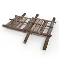 Handcrafted Rustic Wooden Frame With Crossed Planks And Support Legs