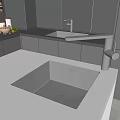 Modern Sleek Kitchen Faucet On White Countertop With Stainless Steel Sink