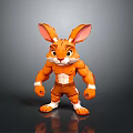 3D Muscular Rabbit Character With Orange Fur Large Ears And Shorts
