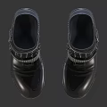 Stylish Black Leather Boots With Decorative Metal Studs And Strappy Design Details