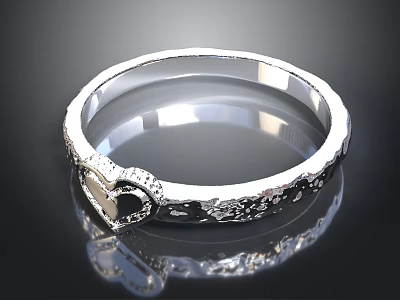 Silver Bracelet With Heart Shaped Design And Engraved Patterns For Elegant Accessory 3d model