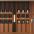 Stylish Wooden Display Cabinet With Shelves For Tea Sets And Decor Items