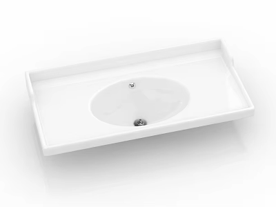 Sleek White Bathroom Sink With Oval Basin And Rectangular Countertop Design 3d model