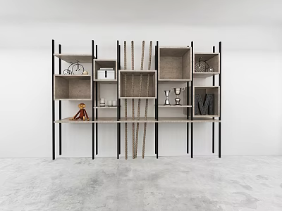 Modern Display Shelves With Wooden Metal Frame Open Design Holding Decorative Ornaments And Items 3d model