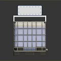 Stacked Industrial Plastic Containers With Pallet Base And Blue Top Structure