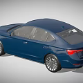 Blue Modern Sedan Car With Stylish Front Headlights And Alloy Wheels