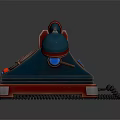 Vintage Style Computer With Classic Dial Design And Retro Blue Red Accents