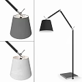 Stylish Floor Lamp With Adjustable Arm And Gray Black White Shades