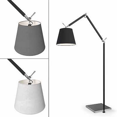 Stylish Floor Lamp With Adjustable Arm And Gray Black White Shades 3d model