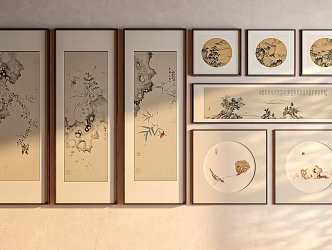 New Chinese Zen Hanging Painting Landscape Painting Flower and Bird Traditional Chinese Painting Round Hanging Painting Hanging Painting Office Hanging Painting 3d model