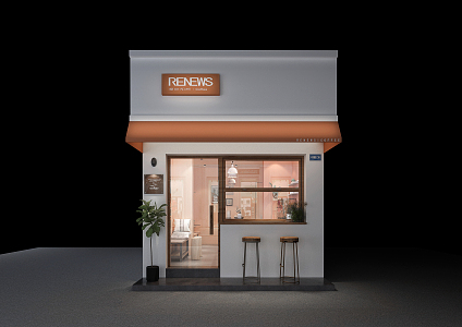 Modern Door Head Coffee Shop 3d model