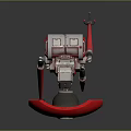 Red Robot Character With White Stripe Large Camera Eye And Long Legs 3d model