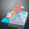 Modern Cargo Terminal Scene Featuring Crane Ship Containers And Loading Area