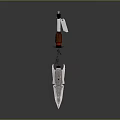 Decorative Weapon With Silver Spearhead Red Top White Cloth And Chain Ornament