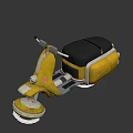 Futuristic Yellow Hover Motorcycle With Glowing Disk Black Seat And Storage Compartment