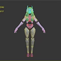 Blue Female Robot With Mechanical Body Structure And Futuristic Blue Hair
